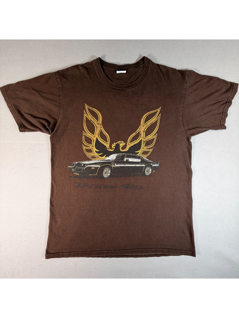 VTG Pontiac Trans Am Mens Brown Firebird 1970s Muscle Car Racing Graphic Tee